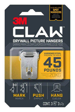 3M Claw Drywall Picture Hanger 20kg - 3 Pack