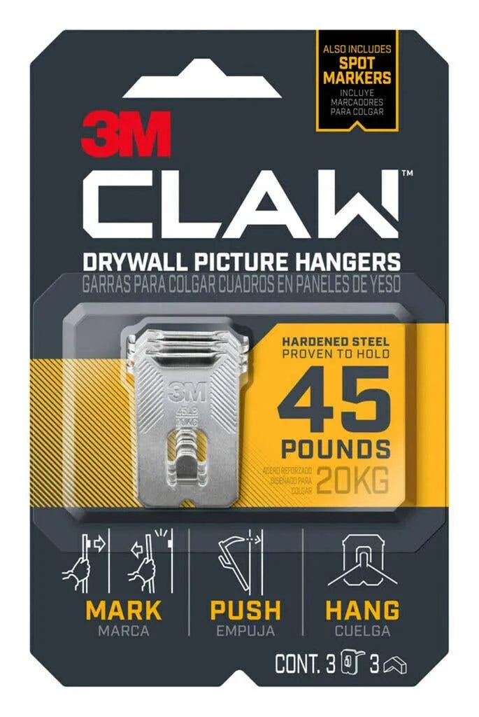 3M Claw Drywall Picture Hanger 20kg - 3 Pack