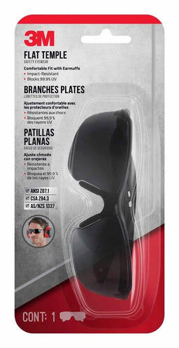 3M Flat Temple Safety Glasses Grey Lens