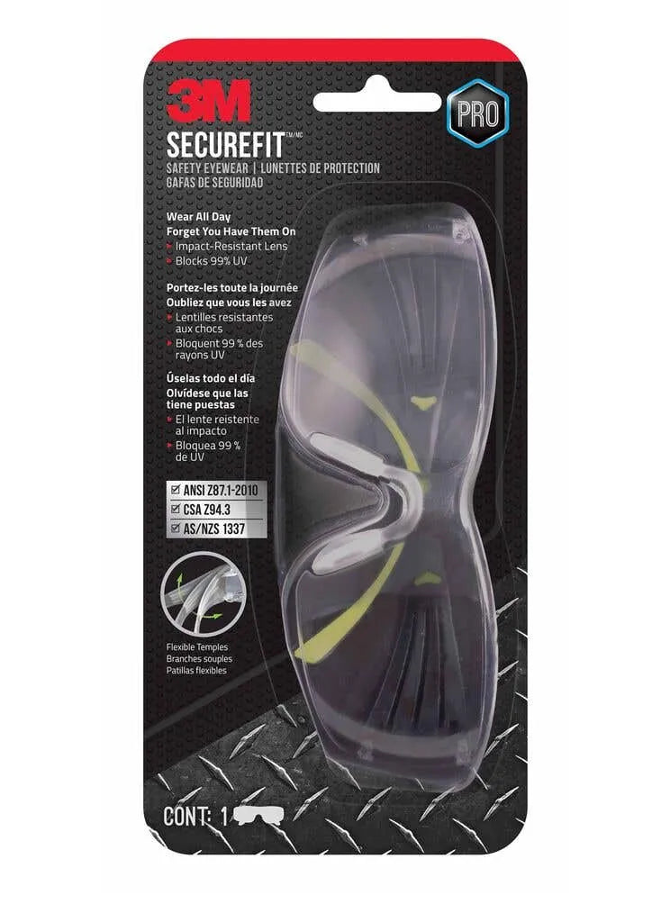 3M SecureFit 400 Series Safety Glasses Clear