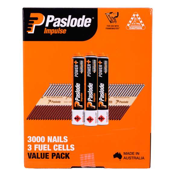 Paslode 90 x 3.15mm 34Deg Hot Dipped Galvanised D Head Impulse Nail - 3000 Value Pack