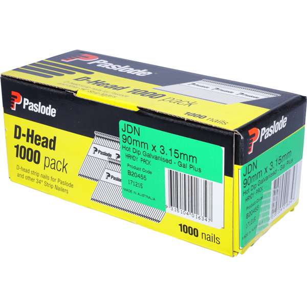 Paslode 90 x 3.15mm Hot Dip Galvanised D Head Framing Nail - 1000 Pack