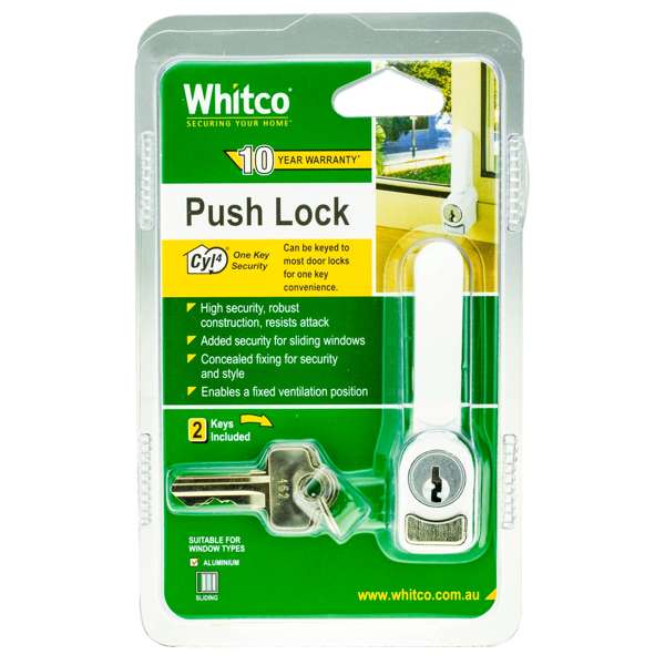 Whitco Sliding Window Push Lock - White