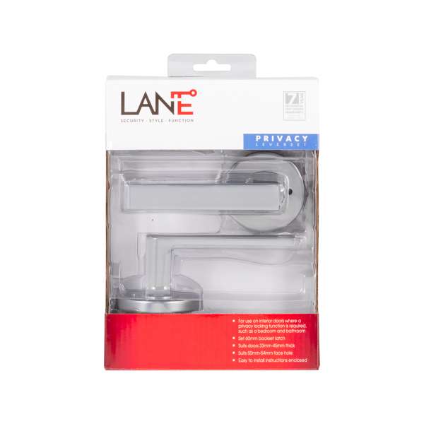 Lane Cambridge Privacy Leverset Round Brushed Satin Chrome