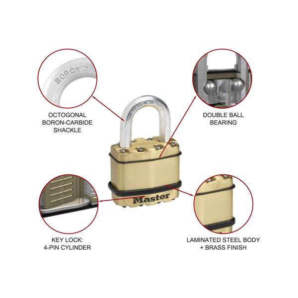 Master Lock Excell Laminated Padlock 45mm - 4 Pack