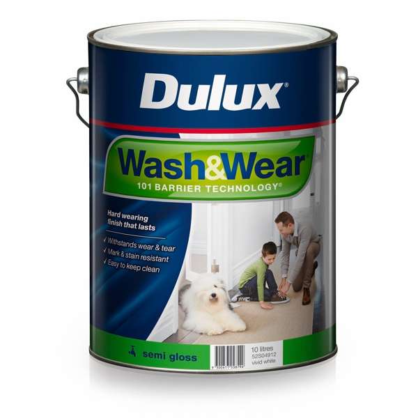 Dulux 10L Wash&Wear Semi Gloss Vivid White Interior Paint