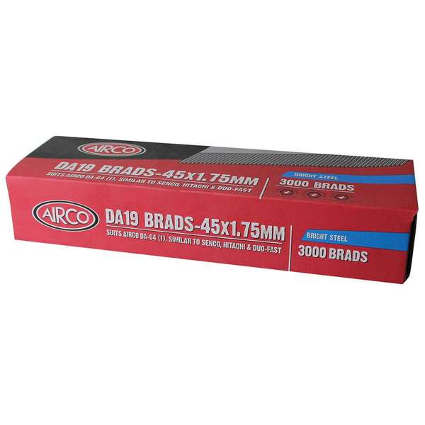 Airco DA19 Brad Nails 45mm Bright - Box of 3000