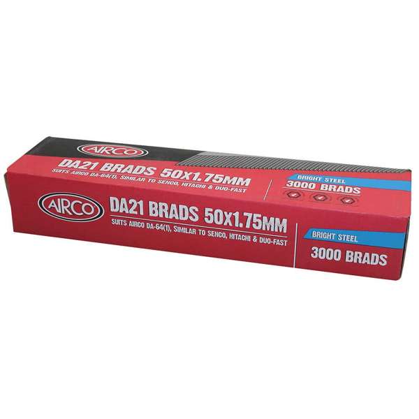 Airco DA21 Brad Nails 50mm Bright - Box of 3000