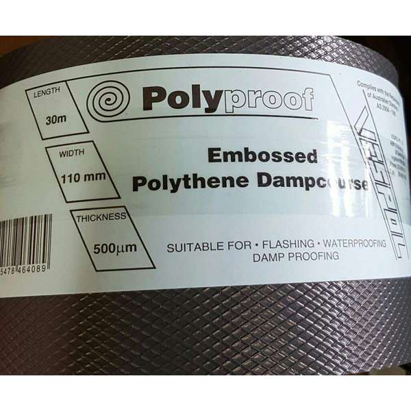 Polyproof Dampcourse Polythene Black 350mmx30Mx500um