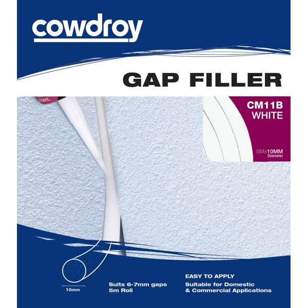 Cowdroy Foam Gap Filler White 10mm x 5m