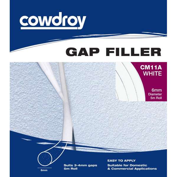 Cowdroy Foam Gap Filler Rods White 6mm x 5m