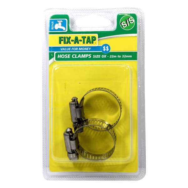 Fix-A-Tap Hose Clamps Stainless Steel No. 0X 22 - 32mm