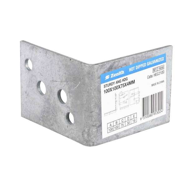 Zenith Sturdy Angle Bracket Galvanised 100 x 100 x 75 x 4mm