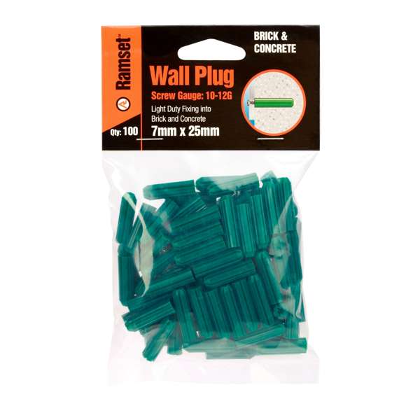 Ramset Wall Plug Green 7 x 25mm (100pk)