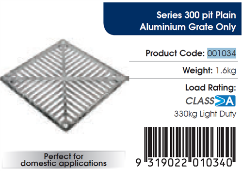 Series 300 Grate Only Galvanised Ductile Iron Class C Civil