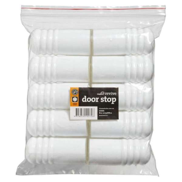 Trio Plastic Cushion Doorstop White 75mm - 10 Pack