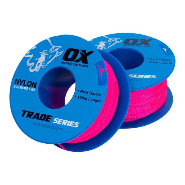 Ox Nylon Builders Line No. 8 Gauge Pink 100m