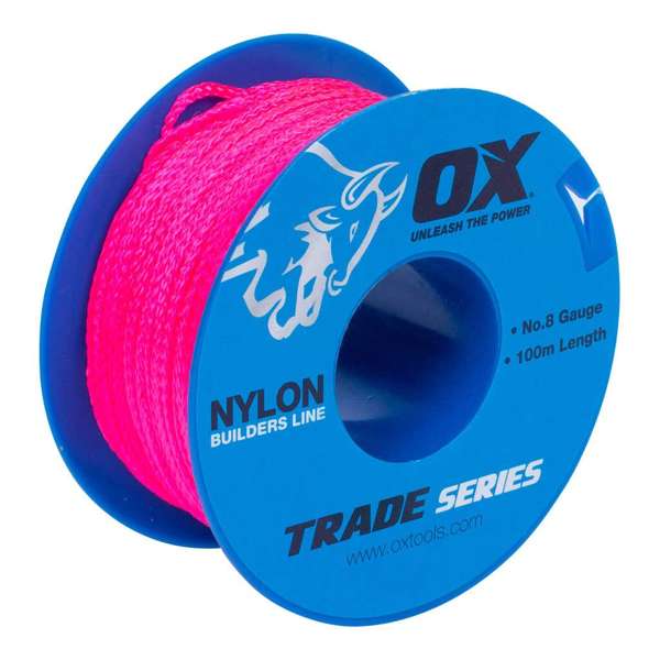 Ox Nylon Builders Line No. 8 Gauge Pink 100m