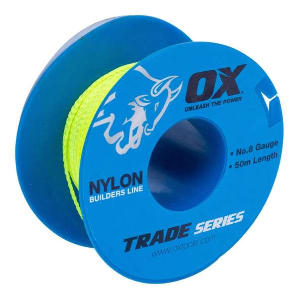 Ox Nylon Builders Line No.8 Gauge Lime 50m