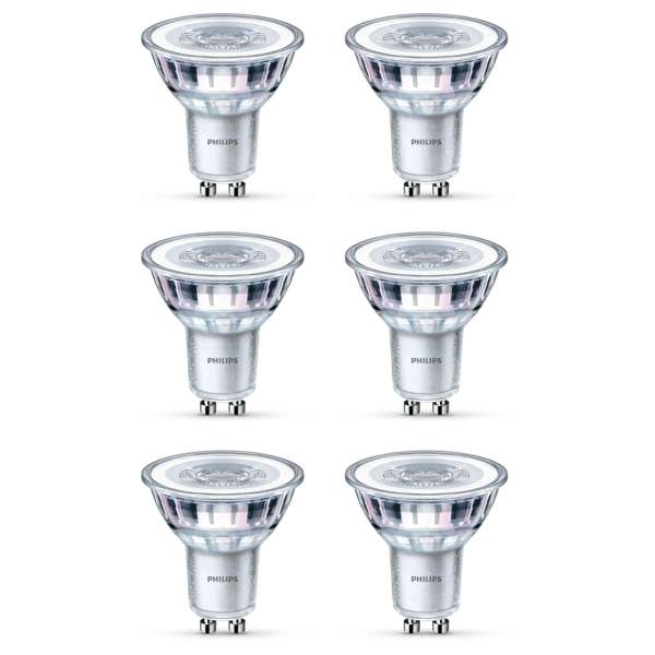 Philips GU10 LED 410Lm Warm White 4.6W Spot - 6 Pack