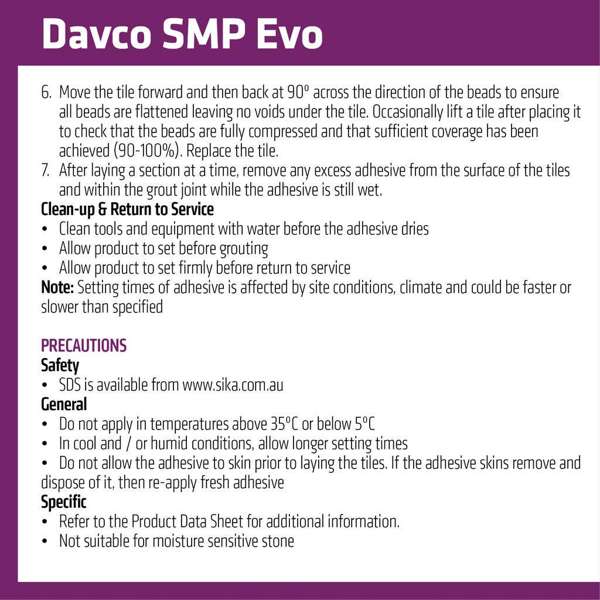 Davco Adhesive Tile SMP Evo 20kg