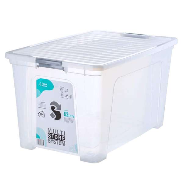 Icon Plastic Storage Container Multistore Clear 52L