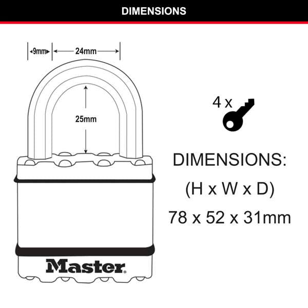 Master Lock Excell Padlock 50mm - 2 Pack