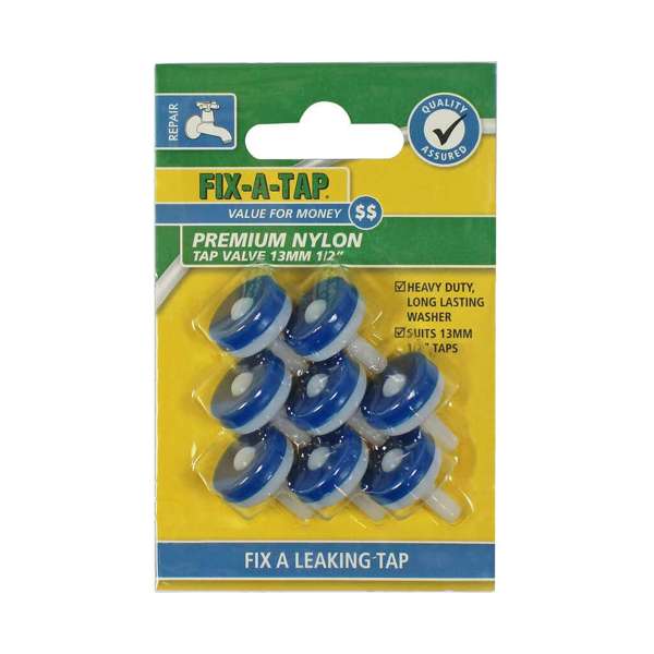 Fix-A-Tap Premium Nylon Tap Valve 13mm - 8 Pack