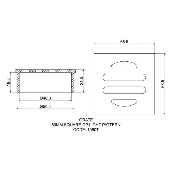 Mildon Grate Square 50mm Chrome Plate