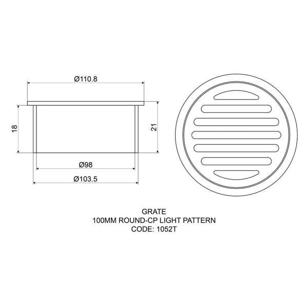 Mildon Round Grate Chrome 100mm