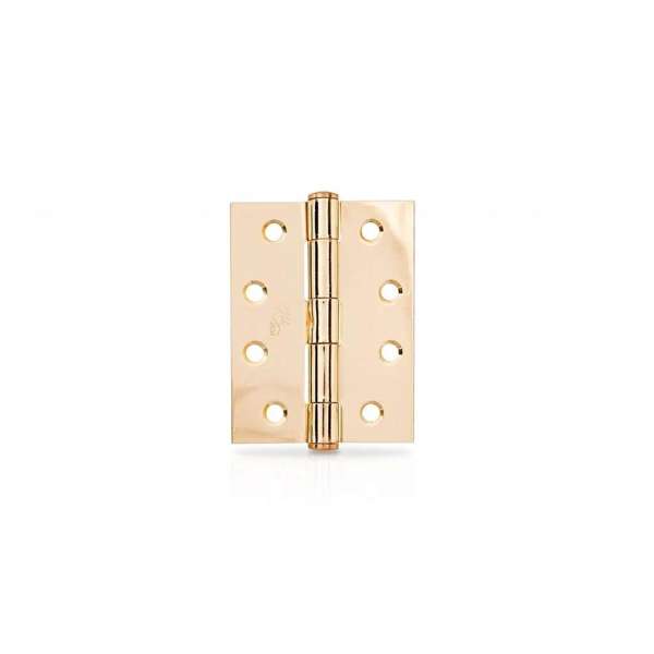 Trio Door Butt Hinge Fixed Pin Gold Plated 100 x 75 x 2.5mm