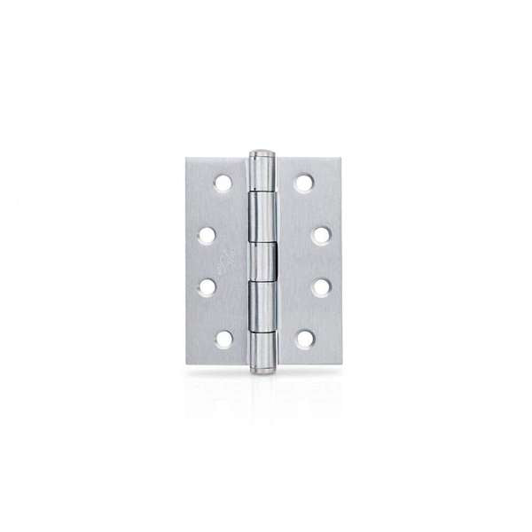 Trio Door Butt Hinge Fixed Pin Satin Chrome 100 x 75 x 2.5mm