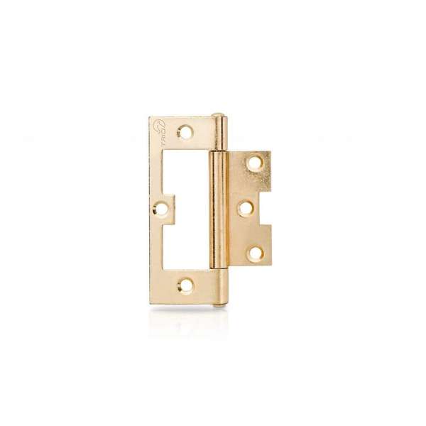 Trio Hirline Door Hinge Fixed Pin Brass Plated 100 x 65 x 2.0mm