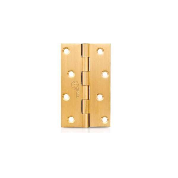 Trio Brass Door Hinge Fixed Pin Self Colour 100 x 60 x 1.90mm