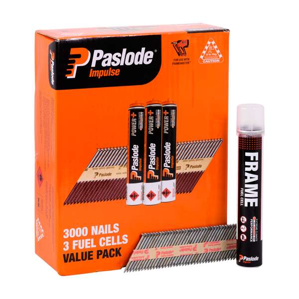 Paslode 90 x 3.15mm 34Deg Hot Dipped Galvanised D Head Impulse Nail - 3000 Value Pack