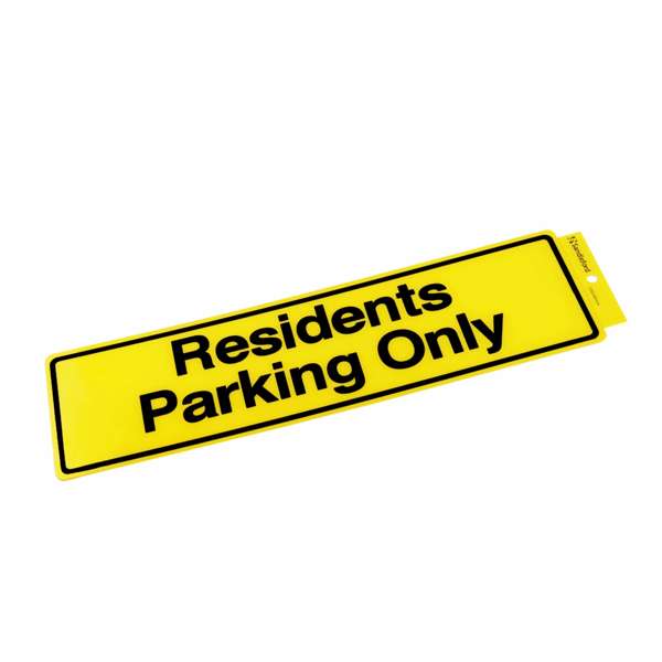 Sandleford 330 x 95mm Residents Parking Only Yellow Self Adhesive Sign