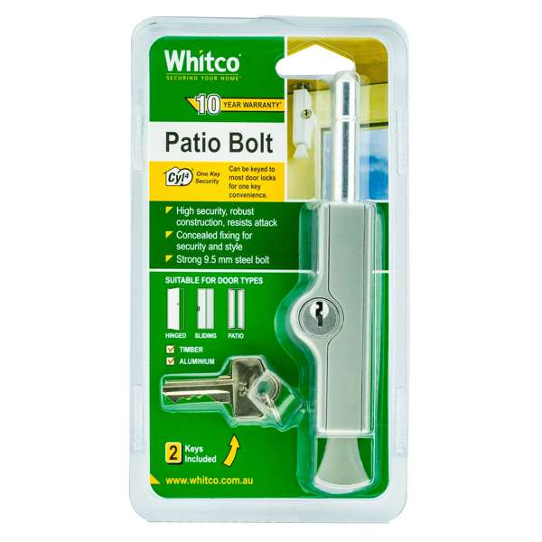 Whitco Silver CYL4 Patio Bolt