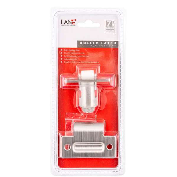 Lane Roller Latch Non-Mortice Brushed Satin Chrome