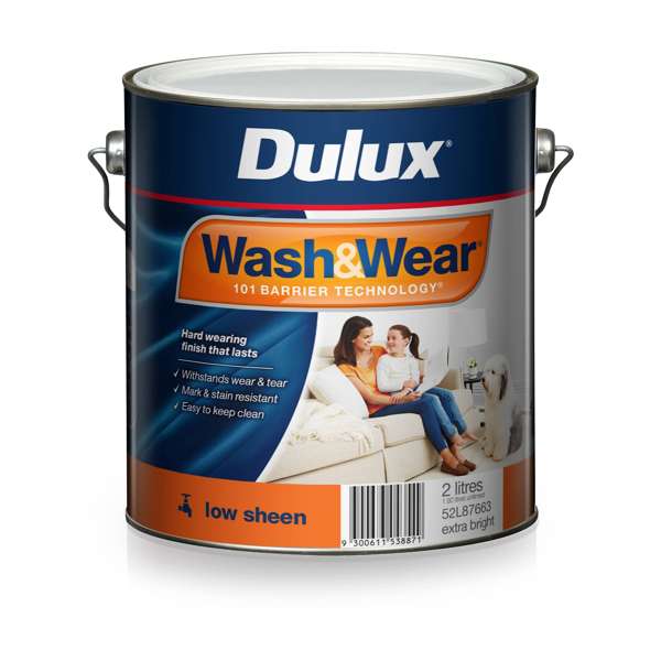 Dulux 2L Wash&Wear Low Sheen Extra Bright Interior Paint