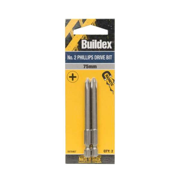 Buildex Bit Phillips No. 2 75mm - 2 Pack