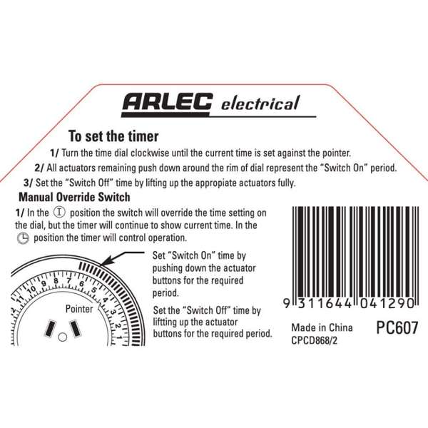 Arlec 24 Hour Mechanical Timer