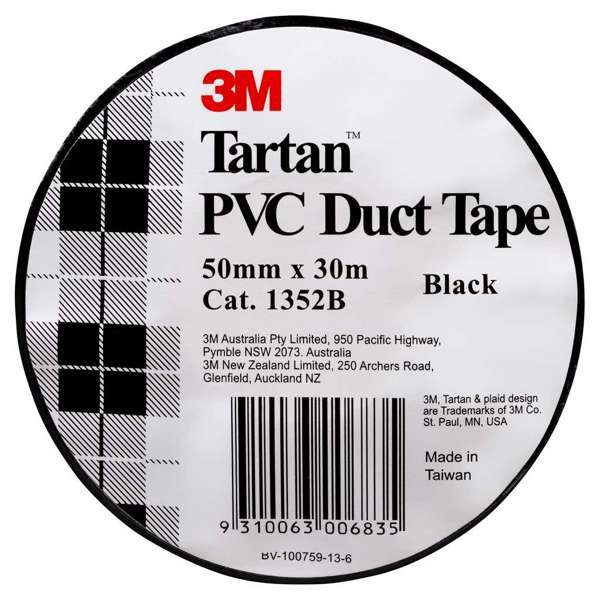 3M Tartan PVC Duct Tape Black 50mm x 30m