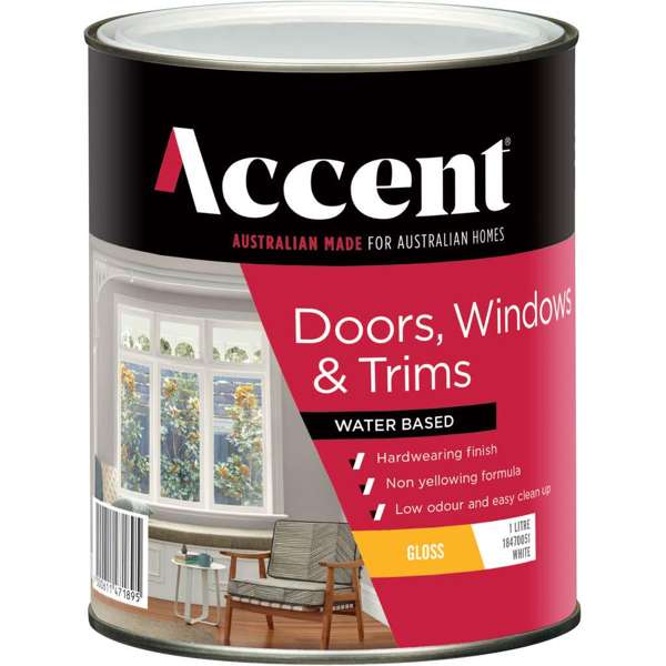 Accent Doors, Windows & Trims Water Based Gloss White 1L