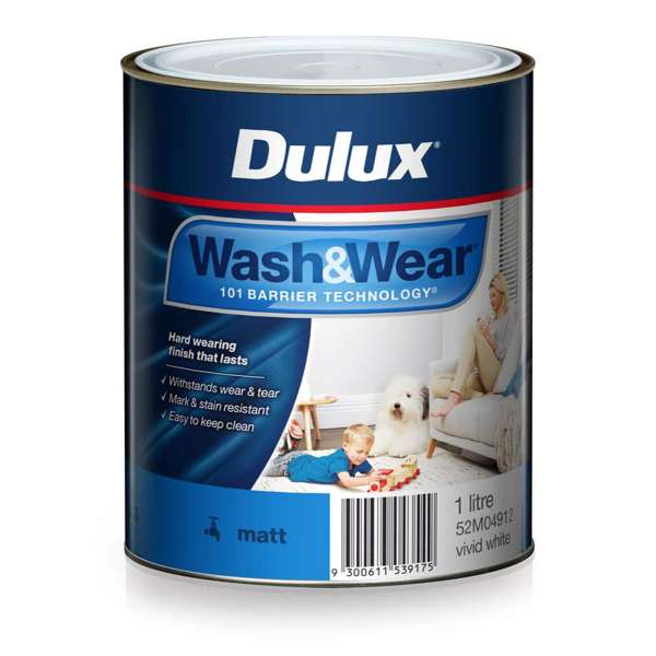 Dulux Wash & Wear Interior Matt Vivid White 1L