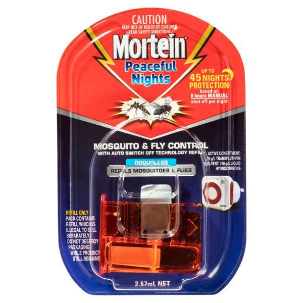 Mortein Peaceful Nights Automatic Plug in Refill Mosquito & Fly Repellent 2.57ml