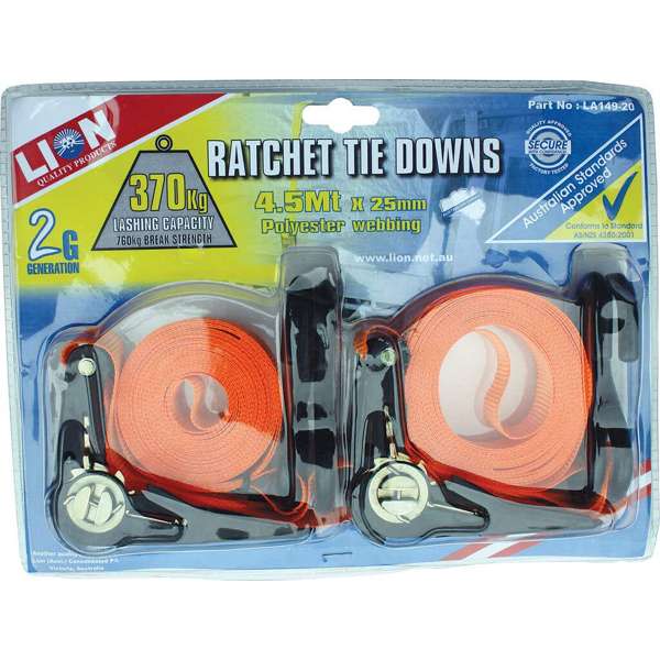 Lion Ratchet Tie Down 370kg - 2 Piece