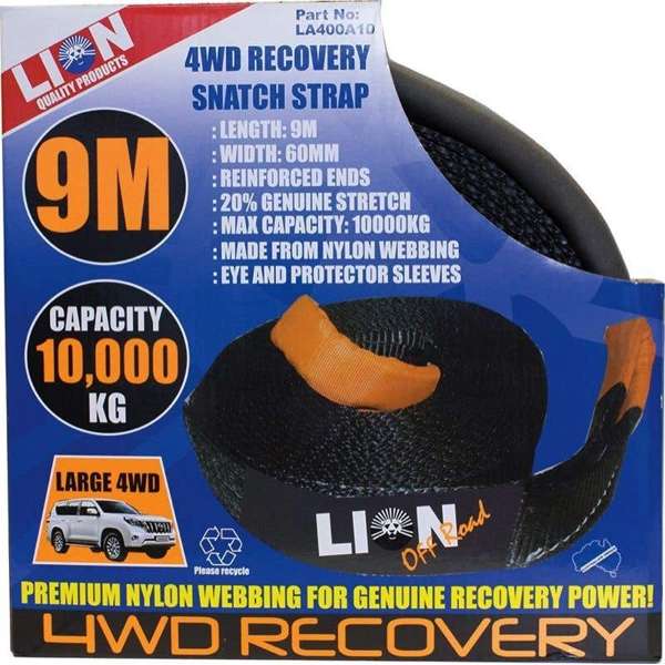 Lion 4WD Recovery Snatch Strap 9m x 60mm