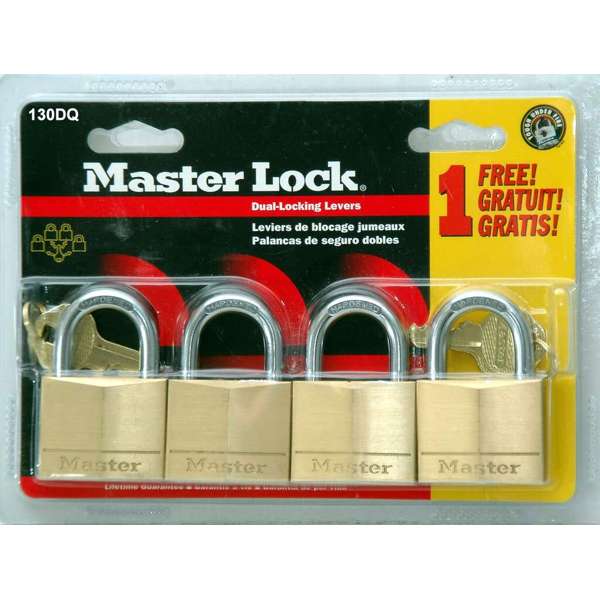 Master Lock Brass Padlock 30 x 16mm - 4 Pack