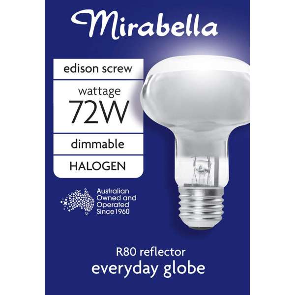 Mirabella Halogen Reflector Globe R80 72W ES Clear