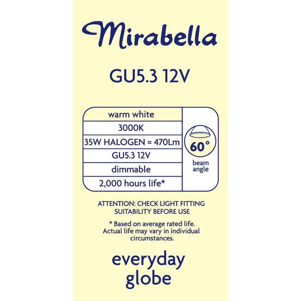 Mirabella Halogen GU5.3 Globe Warm White Dimmable 35W - 4 Pack